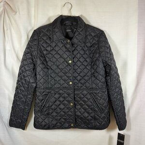 Lauren Ralph Lauren Womens Black Diamond Quilted Jacket Barn Coat Sz Med NWT